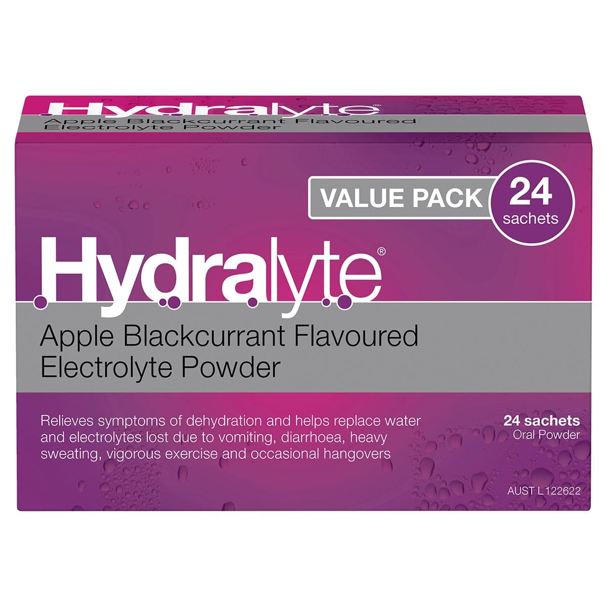 Hydralyte Electrolyte Powder Apple Blackcurrant 24 Sachets