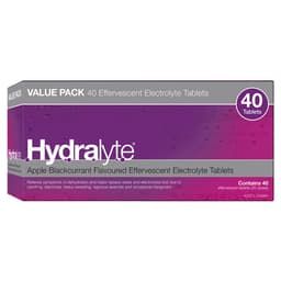 Hydralyte Effervescent Electrolyte Tablets Apple Blackcurrant 40 Pack