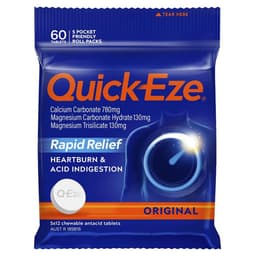 Quick-Eze Rapid Relief Original 5 X 12 Chewable Antacid Tablets