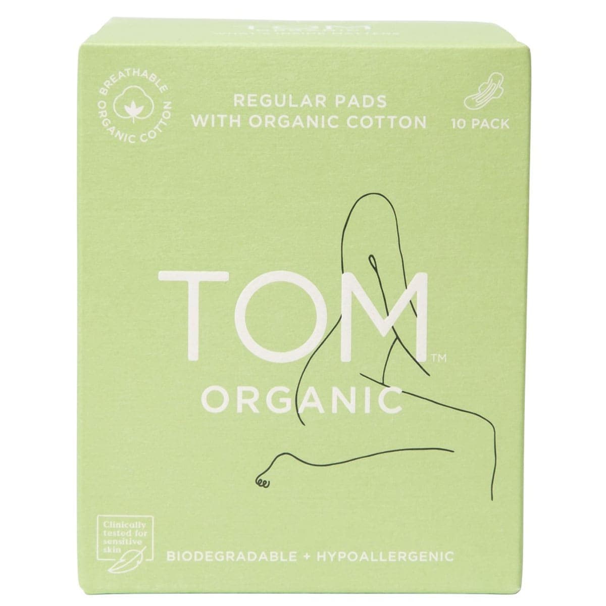 Tom Organic Cotton Pads With Wings Regular 10 Pack