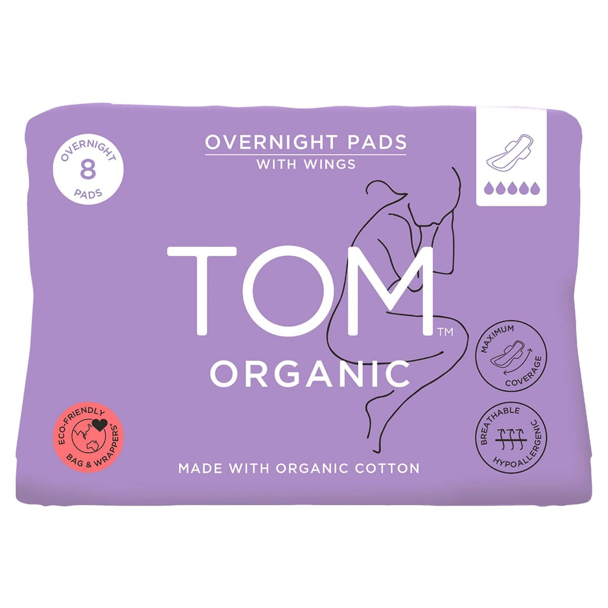 Thumbnail Tom Organic Cotton Overnight Pads 8 Pads