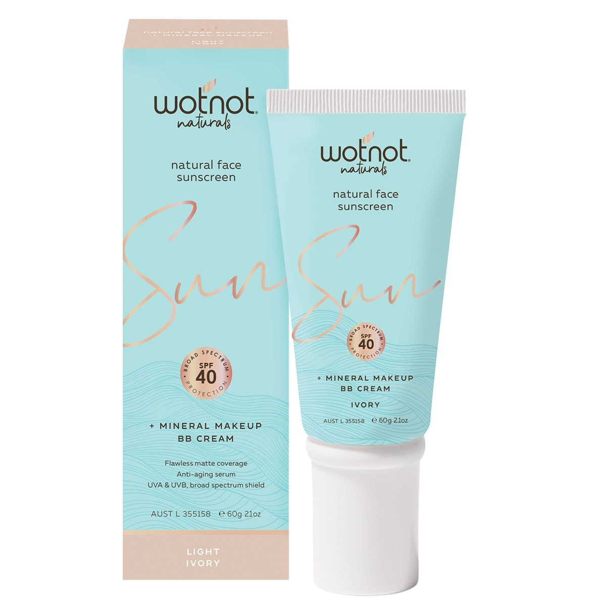 Wotnot Natural Face Sunscreen Light Ivory Spf40 60G