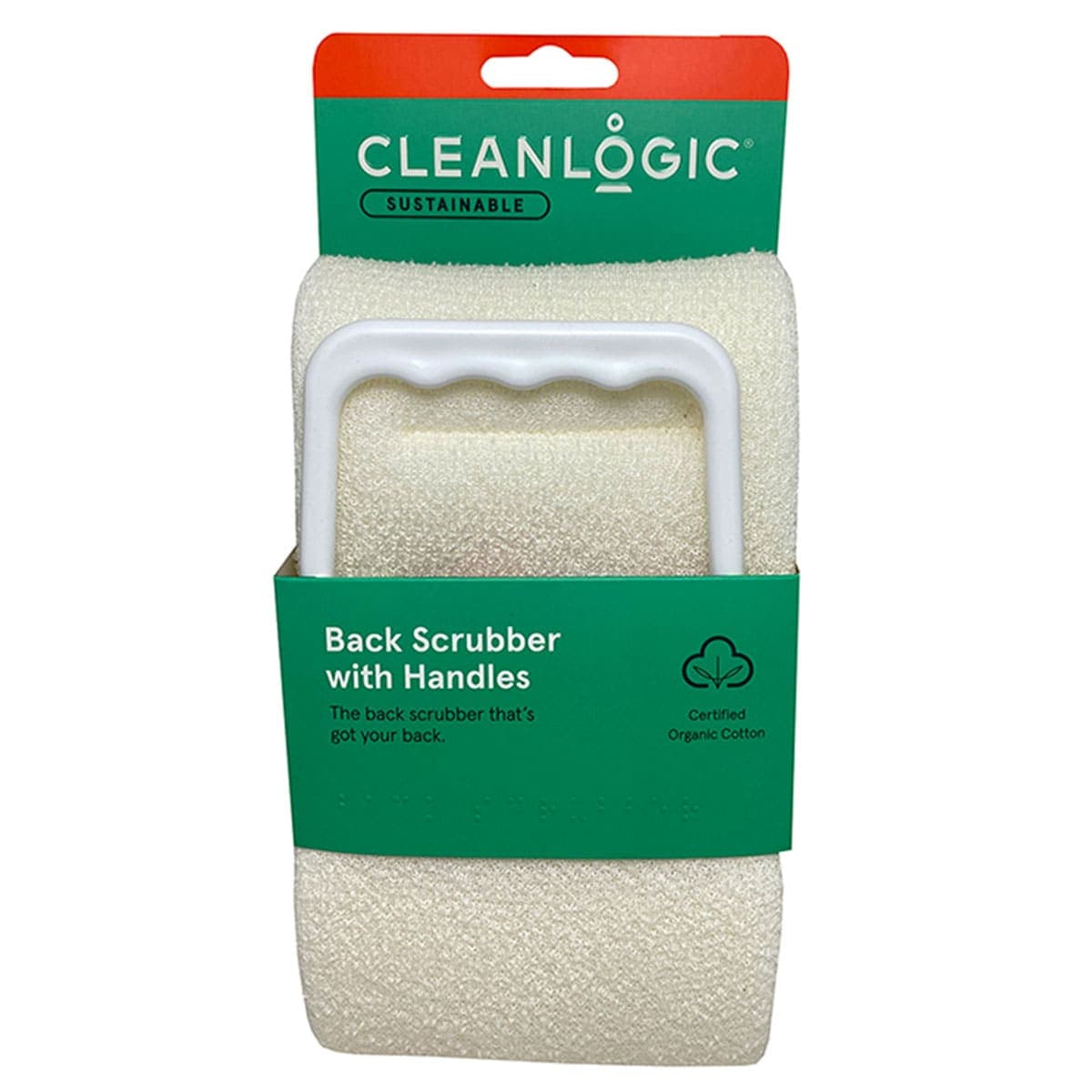 Cleanlogic Sustainable Back Scrubber With Handles 1 Pack