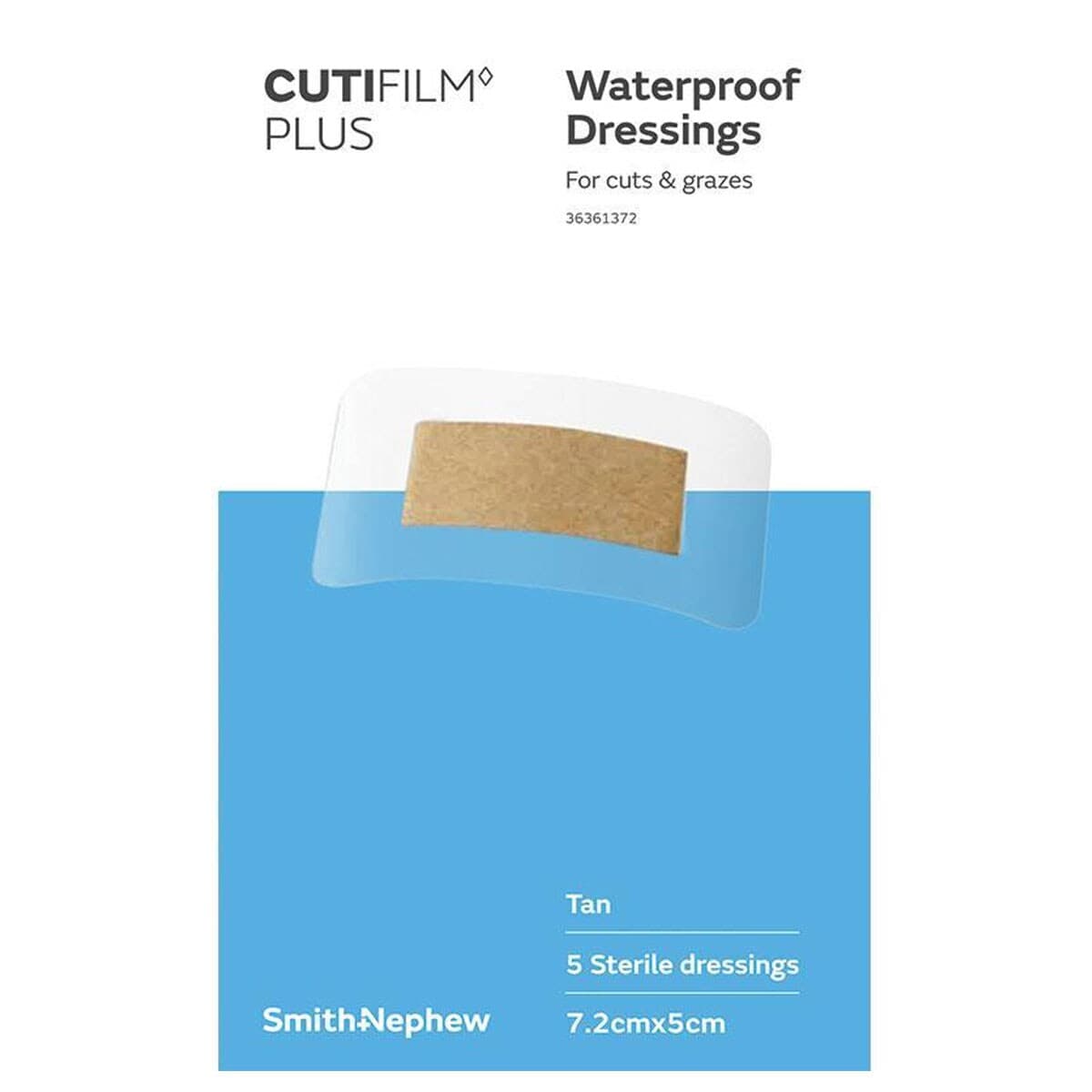 Cutifilm Plus Waterproof Dressing Tan 7.2Cm X 5Cm 5 Pack By Smith & Nephew