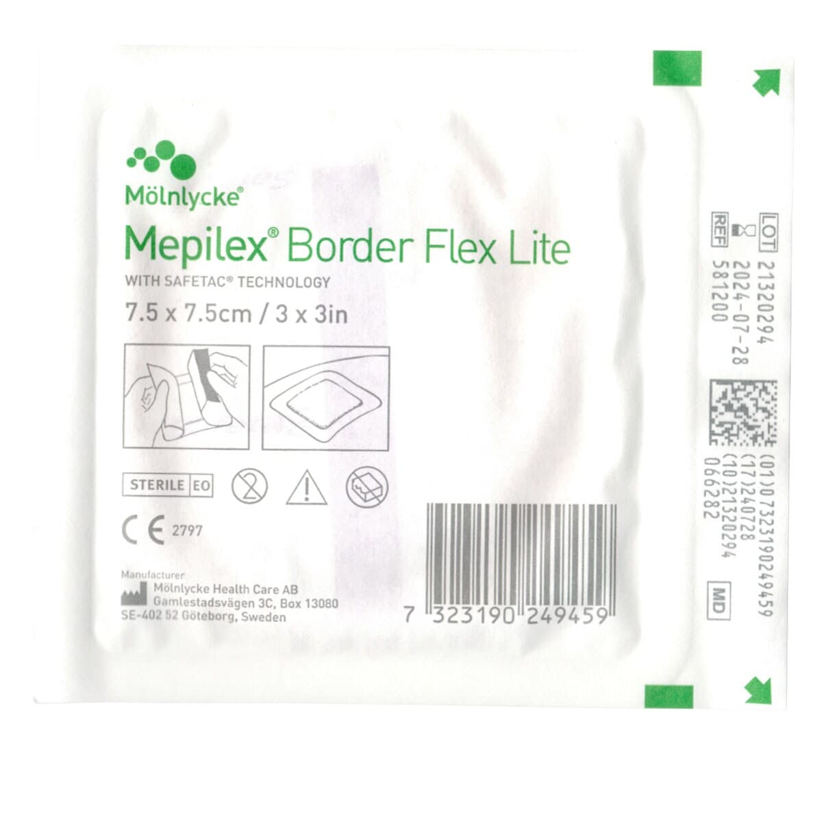 Mepilex Border Flex Lite Wound Dressing 581200 7.5Cm X 7.5Cm Single