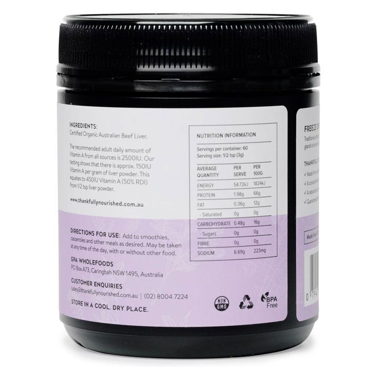 Thumbnail Thankfully Nourished Australian Organic Liver Powder 180G