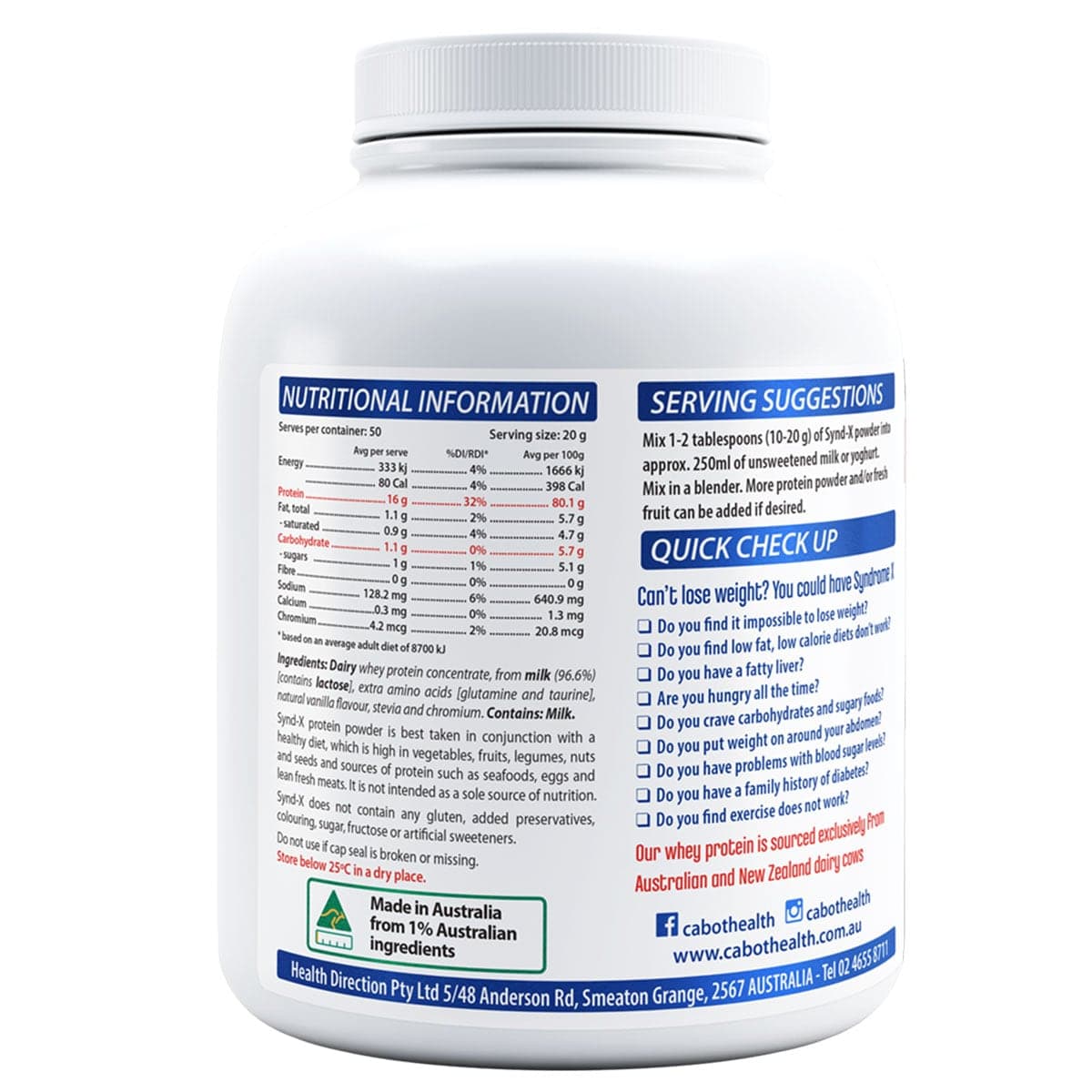 Thumbnail Cabot Health Synd-X Protein Vanilla 1Kg