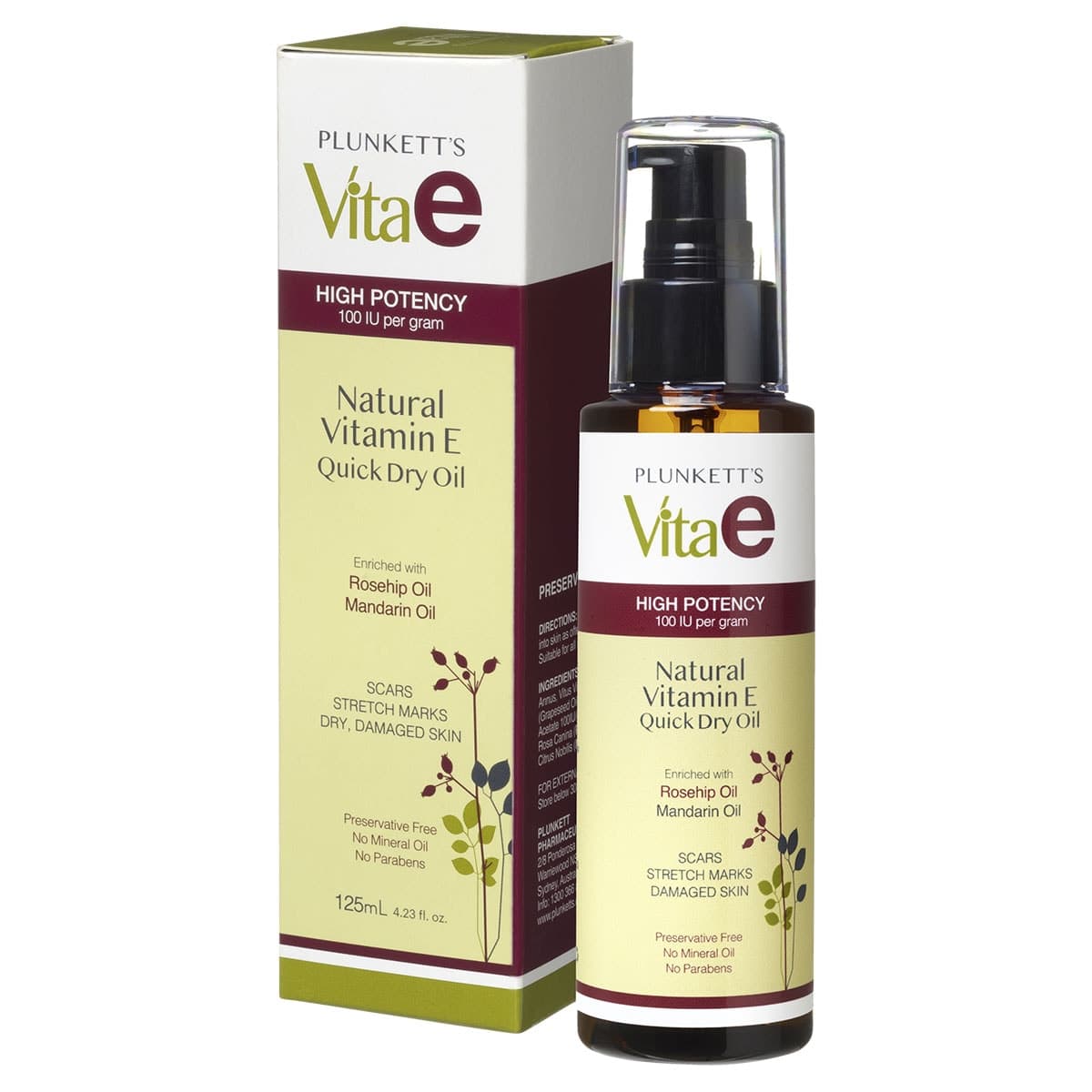 Plunketts Vitae Natural Vitamin E Quick Dry Oil 125Ml