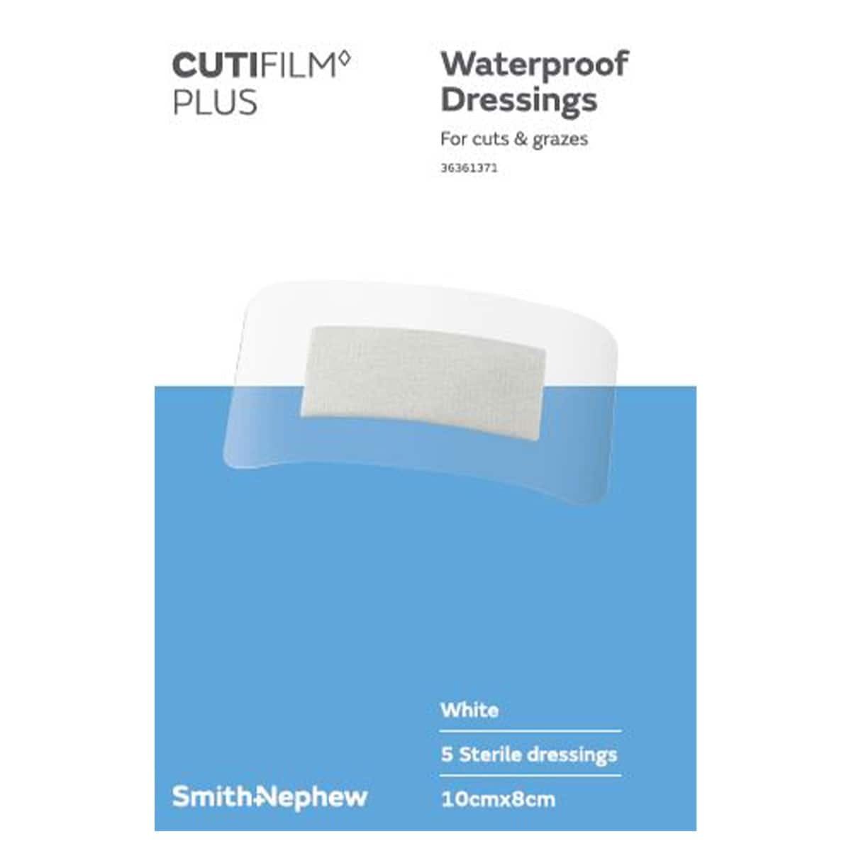 Cutifilm Plus Waterproof Dressing White 8Cm X 10Cm 5 Pack By Smith & Nephew