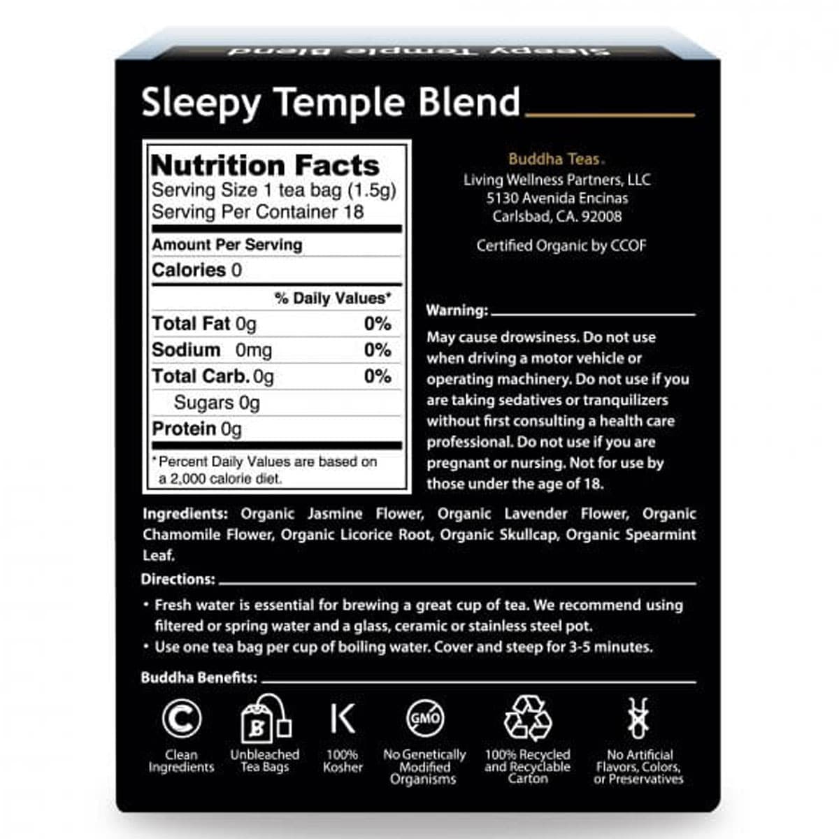 Thumbnail Buddha Teas Organic Herbal Sleepy Temple Blend Tea 18 Pack