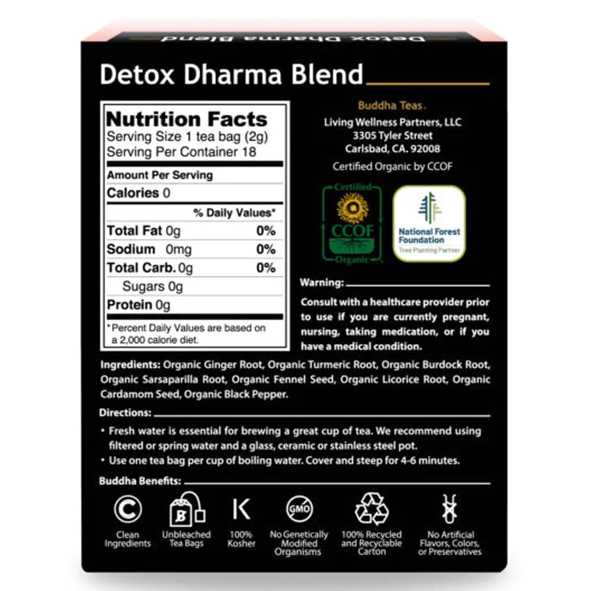 Thumbnail Buddha Teas Organic Herbal Detox Dharma Blend Tea 18 Pack