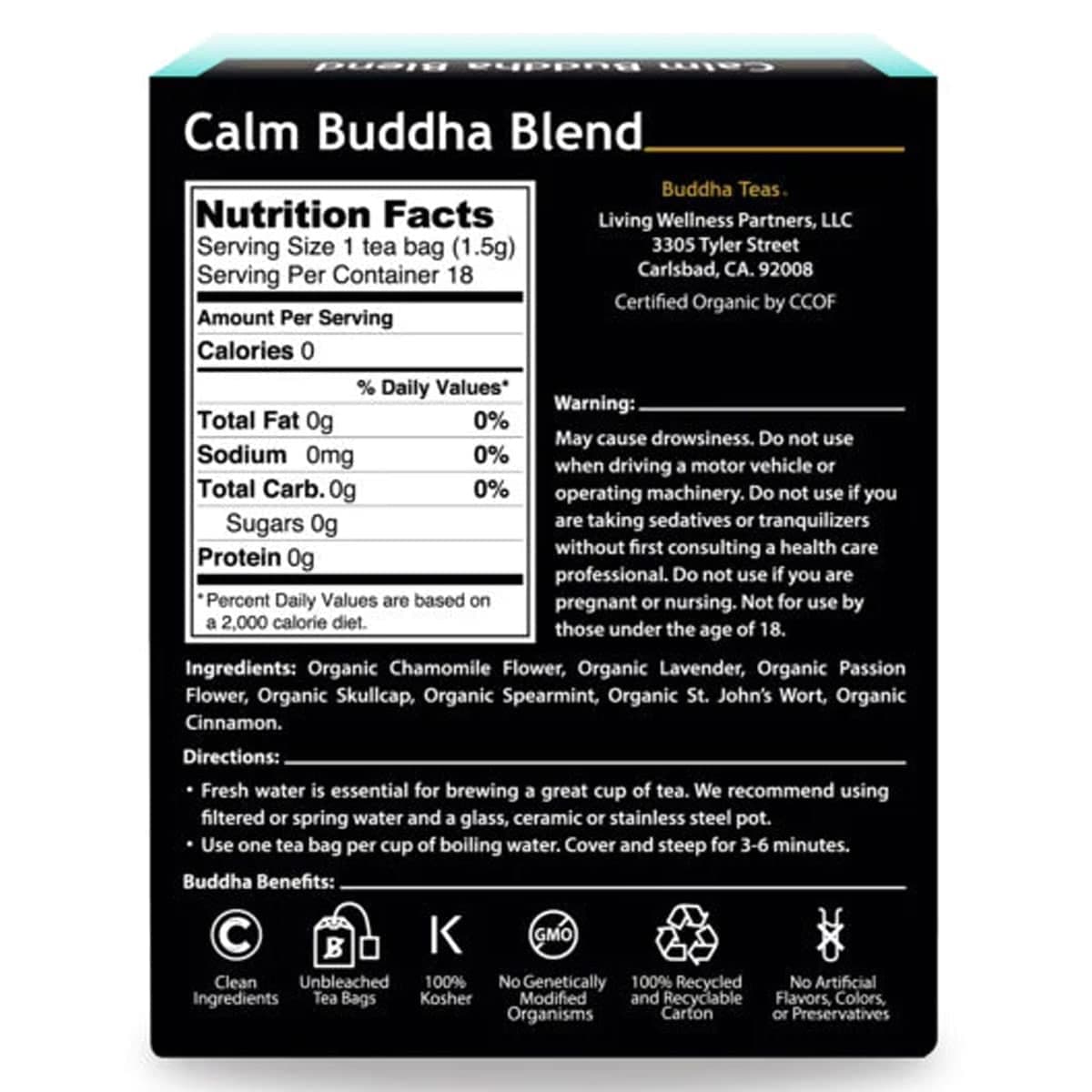 Thumbnail Buddha Teas Organic Herbal Calm Buddha Blend Tea 18 Pack