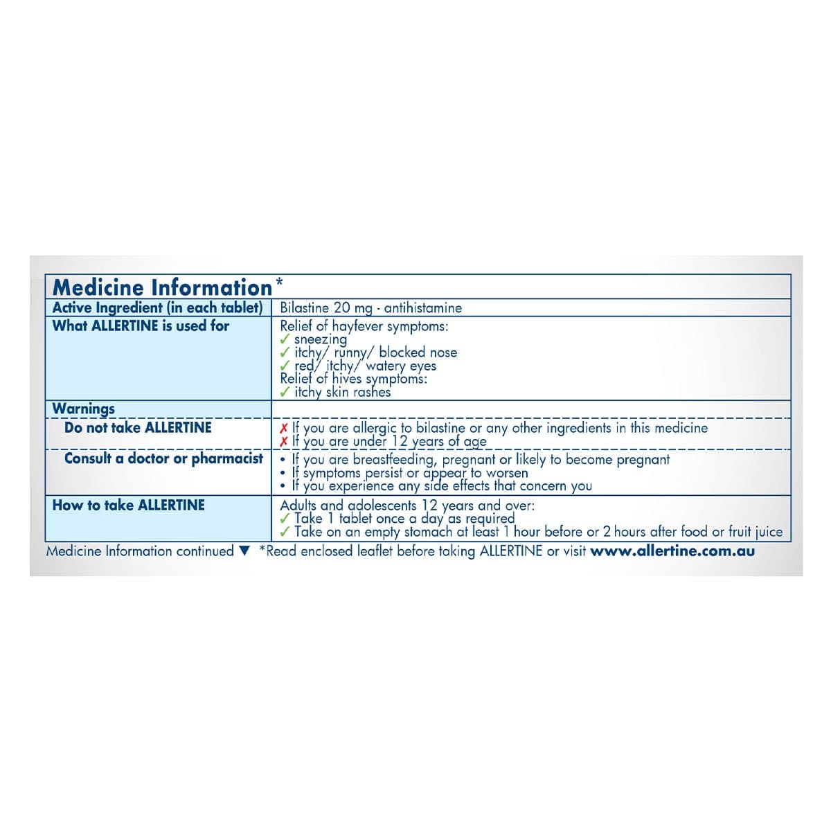 Thumbnail Allertine Bilastine (20mg) 10 Tablets