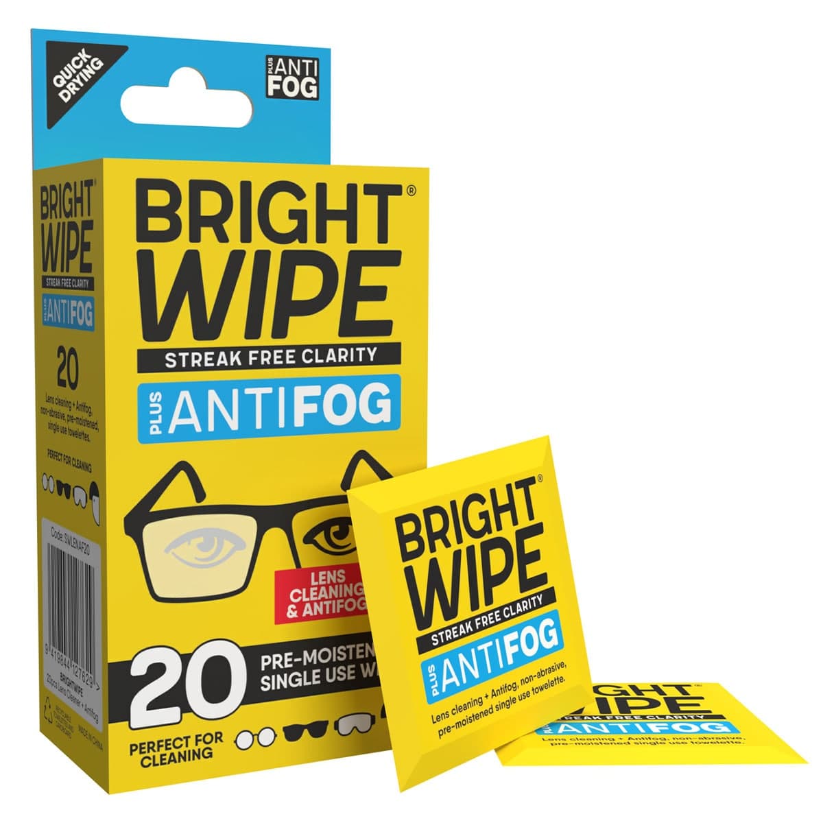 Bright Wipe Antifog Lens Wipe 20 Pack