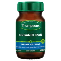 Thompsons Organic Iron 24Mg 30 Tablets