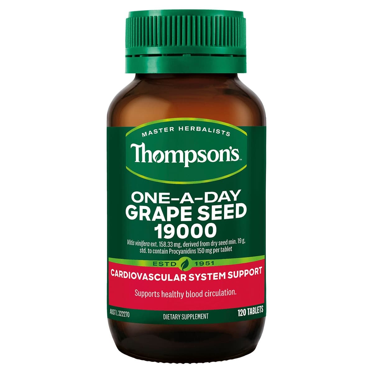 Thompsons One A Day Grape Seed 19000Mg 120 Capsules