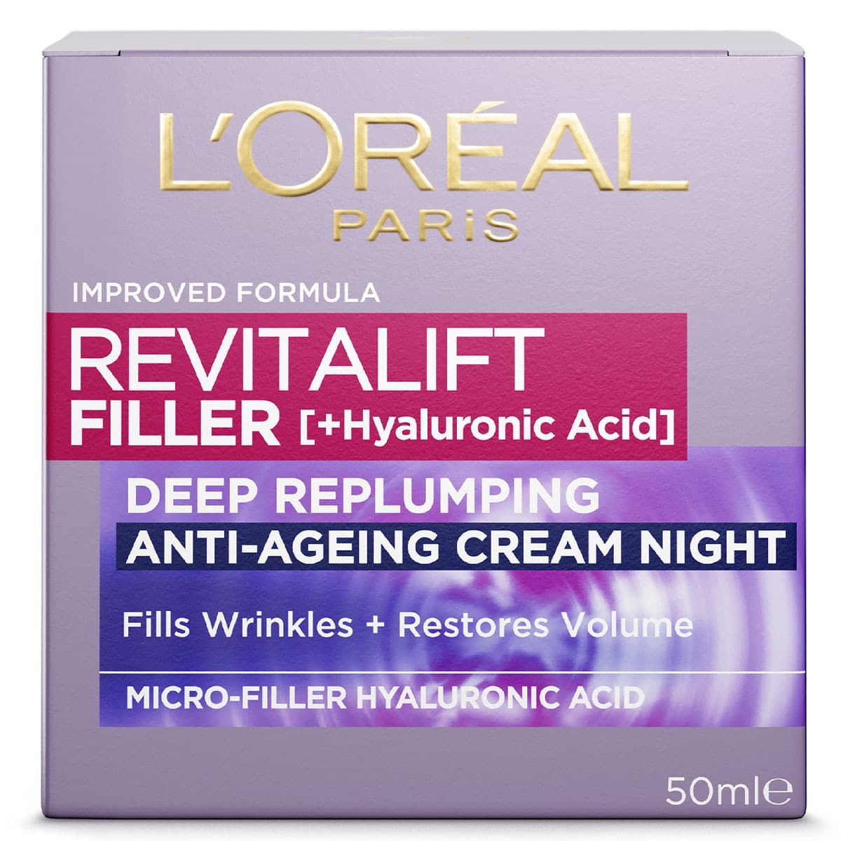 L'Oreal Revitalift Filler + Hyaluronic Acid Night Moisturiser 50Ml