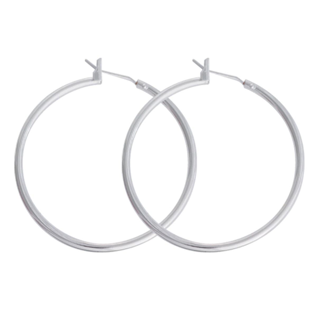 Studex Just Hoops 28Mm Hoop Earring Rhodium 1 Pair