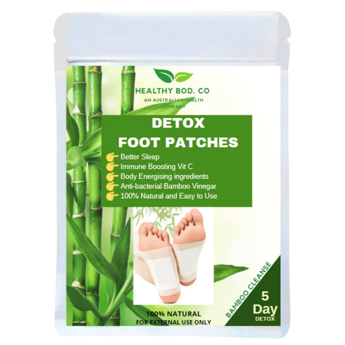 Healthy Bod. Co Detox Foot Patches Bamboo 5 Pairs