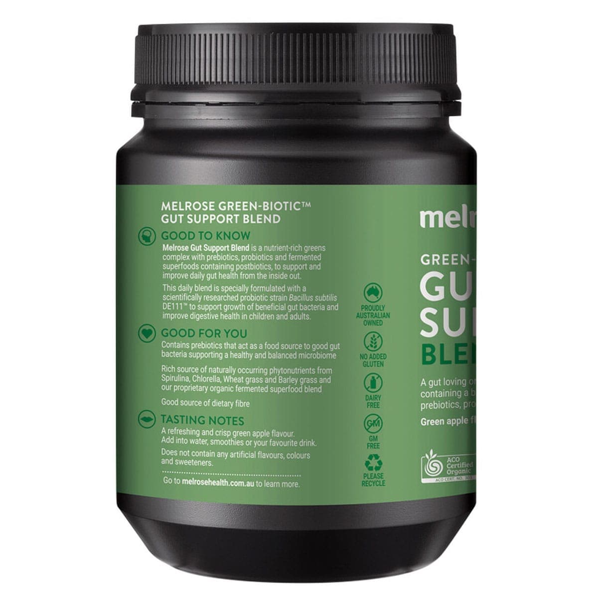 Thumbnail Melrose Organic Green-Biotic Gut Support Blend Green Apple 195G