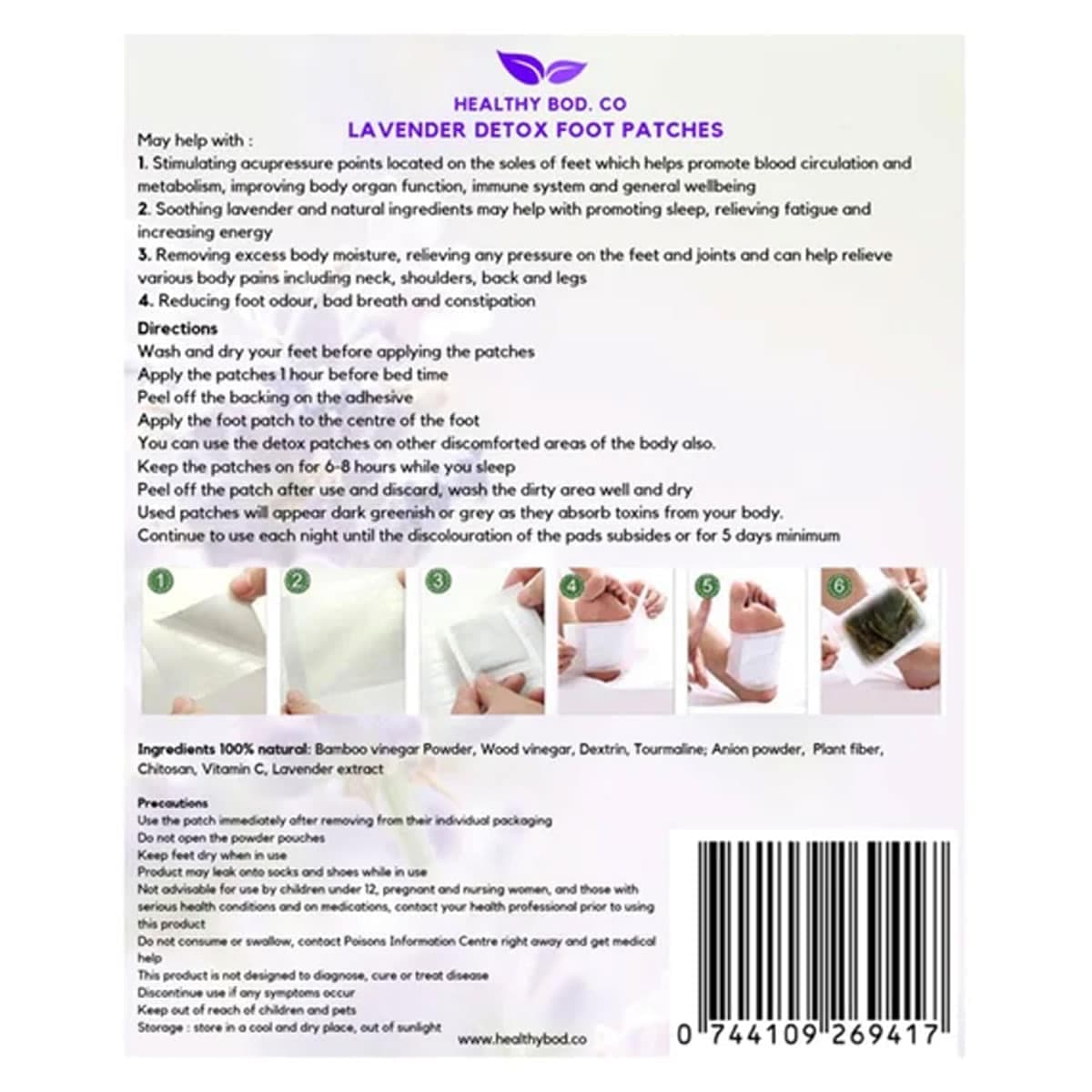 Thumbnail Healthy Bod. Co Detox Foot Patches Lavender 5 Pairs