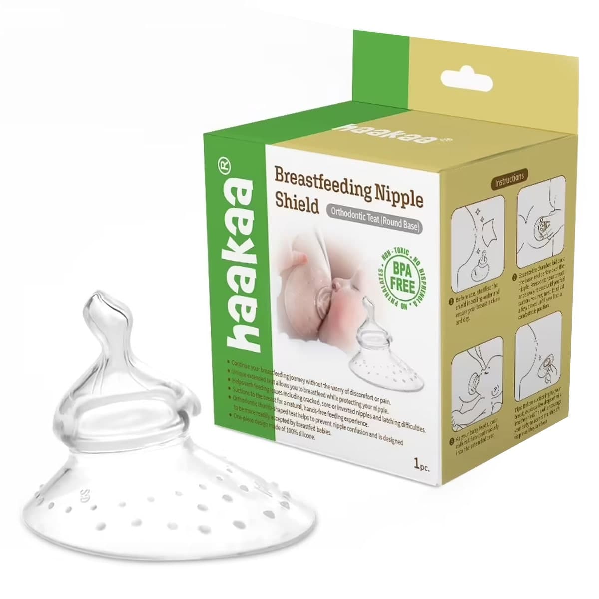 Haakaa Orthondontic Breastfeeding Nipple Shield Round Shape 1 Pack