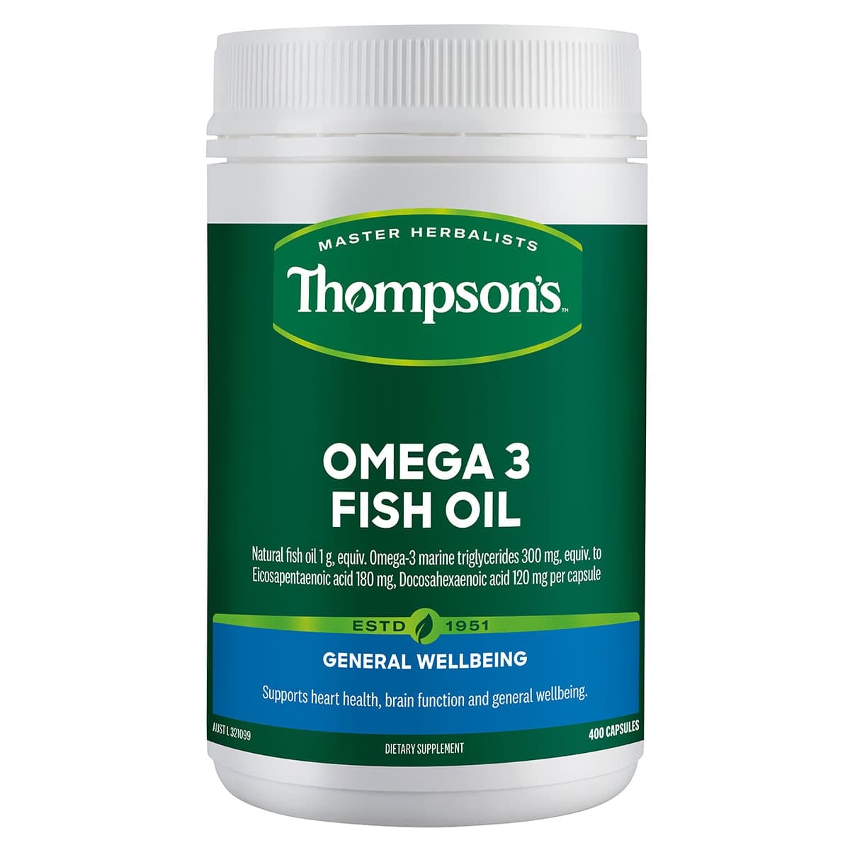 Thompsons Omega3 Fish Oil 400 Capsules