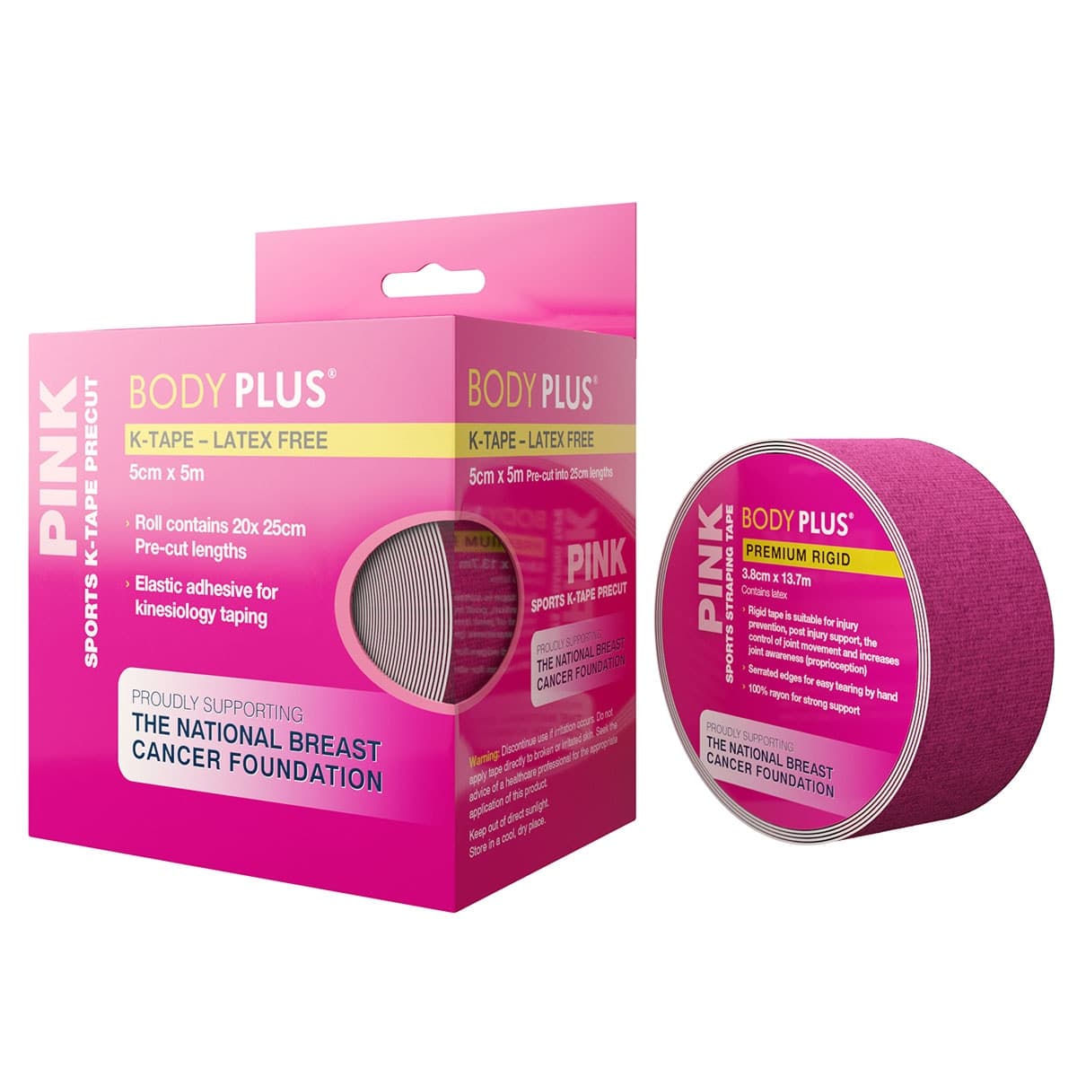 Thumbnail Body Plus Premium Rigid Sports Strapping Tape Pink 3.8Cm X 13.7M