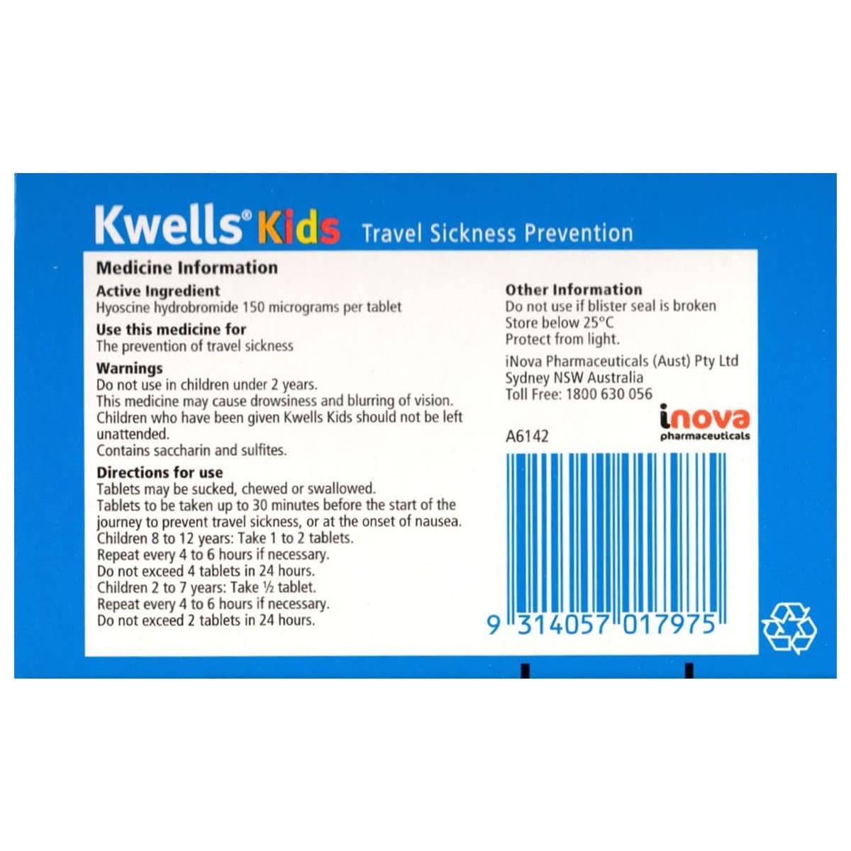 Thumbnail Kwells Kids Travel Sickness Tablets 12 Chewable Tablets