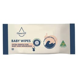 Cleanlife Extra Gentle Plastic Free Wipes For Baby & Newborns 80 Pack