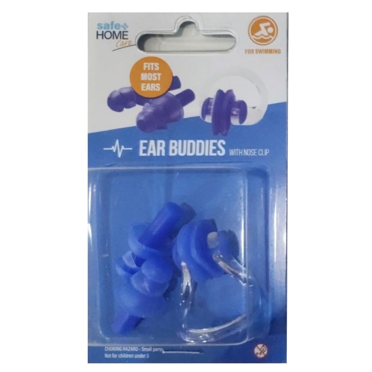 Safe Home Care Silicone Ear Buddies With Nose Clip Assorted Colour 1 Pack