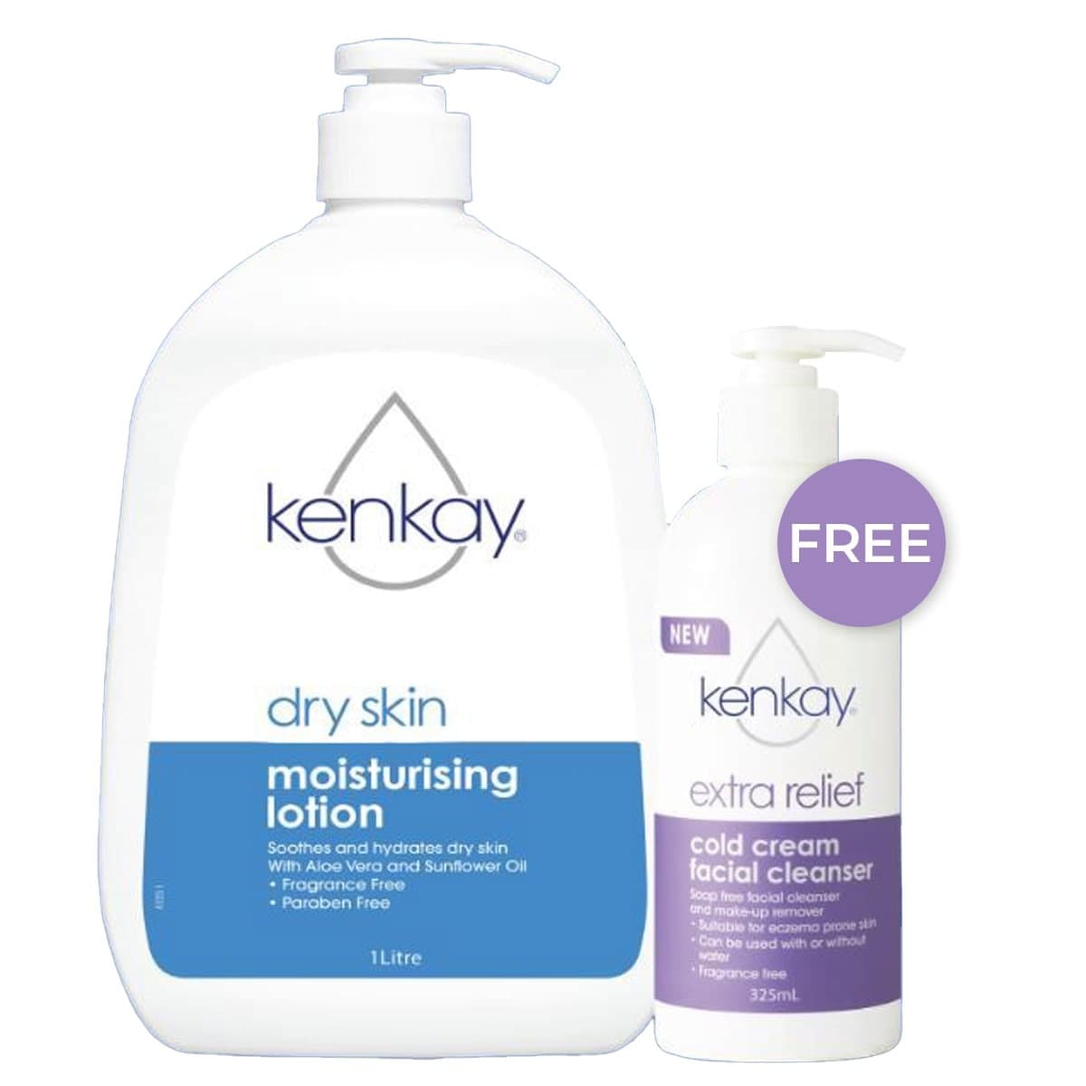 Kenkay Dry Skin Moisturising Lotion 1L + Gwp Value Pack (Assorted Gwp Selected At Random)