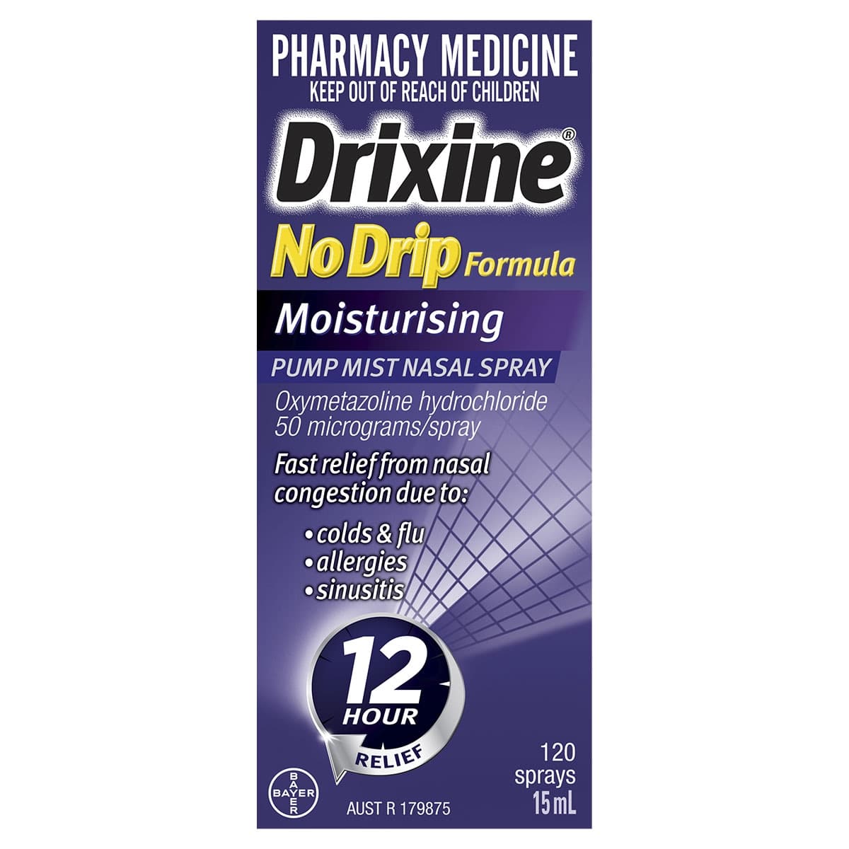 Drixine No Drip Nasal Spray Moisturising 12 Hour Relief 15ml