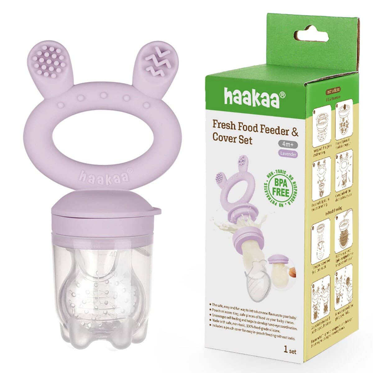 Haakaa Fresh Food Feeder & Cover Set Lavender