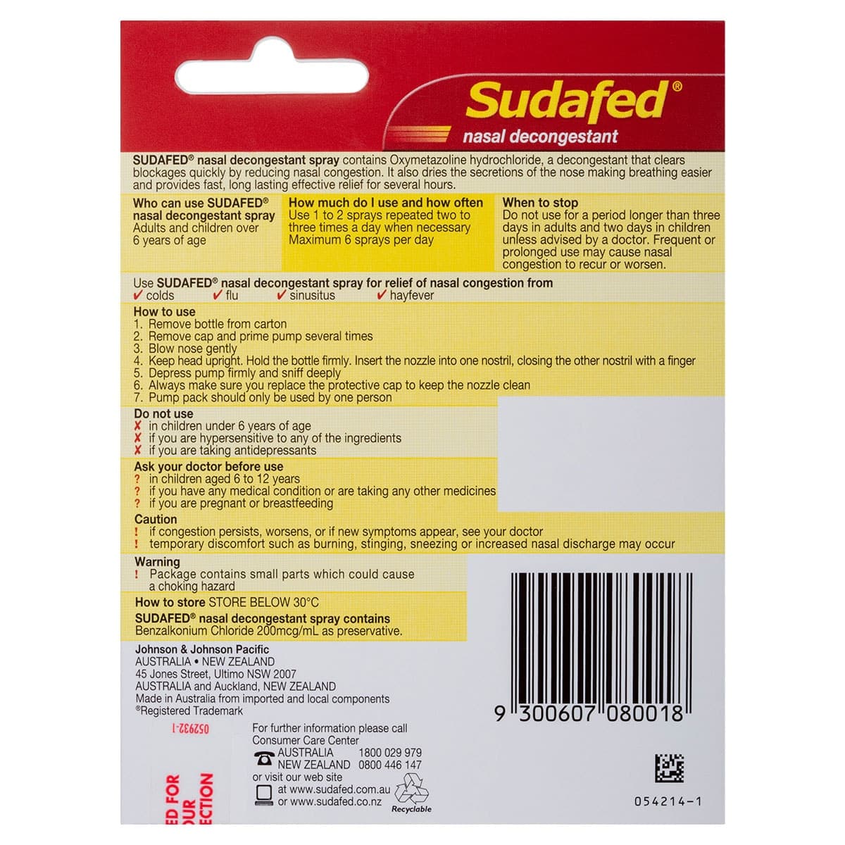 Thumbnail Sudafed Nasal Decongestant Spray Refill 12 Hour Relief 20ml