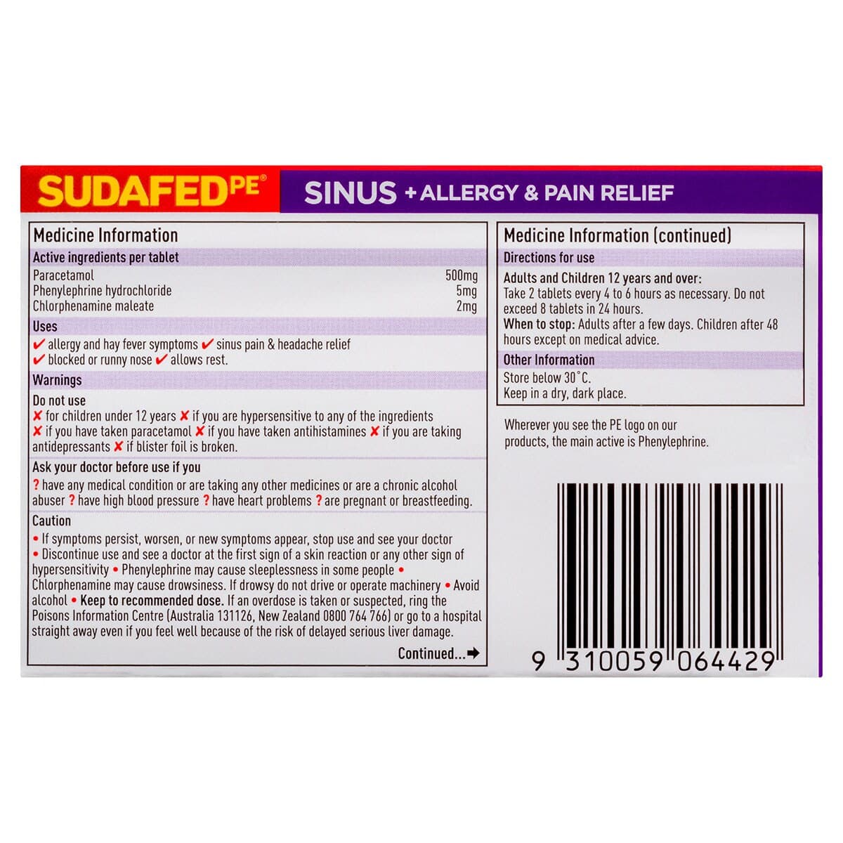 Thumbnail Sudafed PE Sinus + Allergy & Pain Relief 48 Tablets