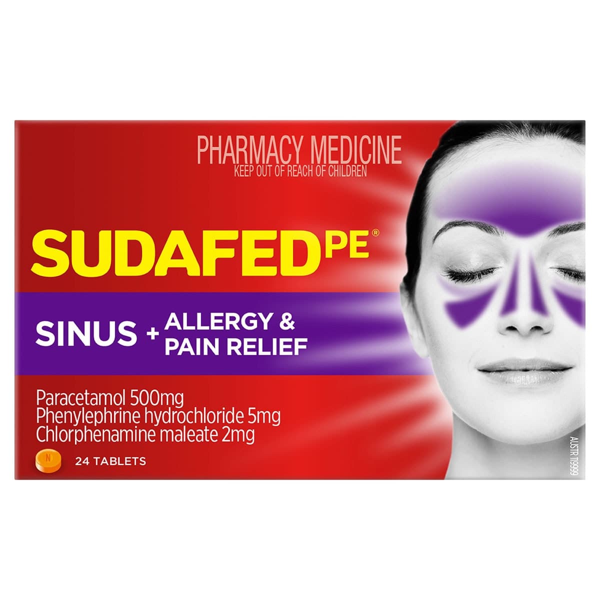 Sudafed PE Sinus + Allergy & Pain Relief 24 Tablets