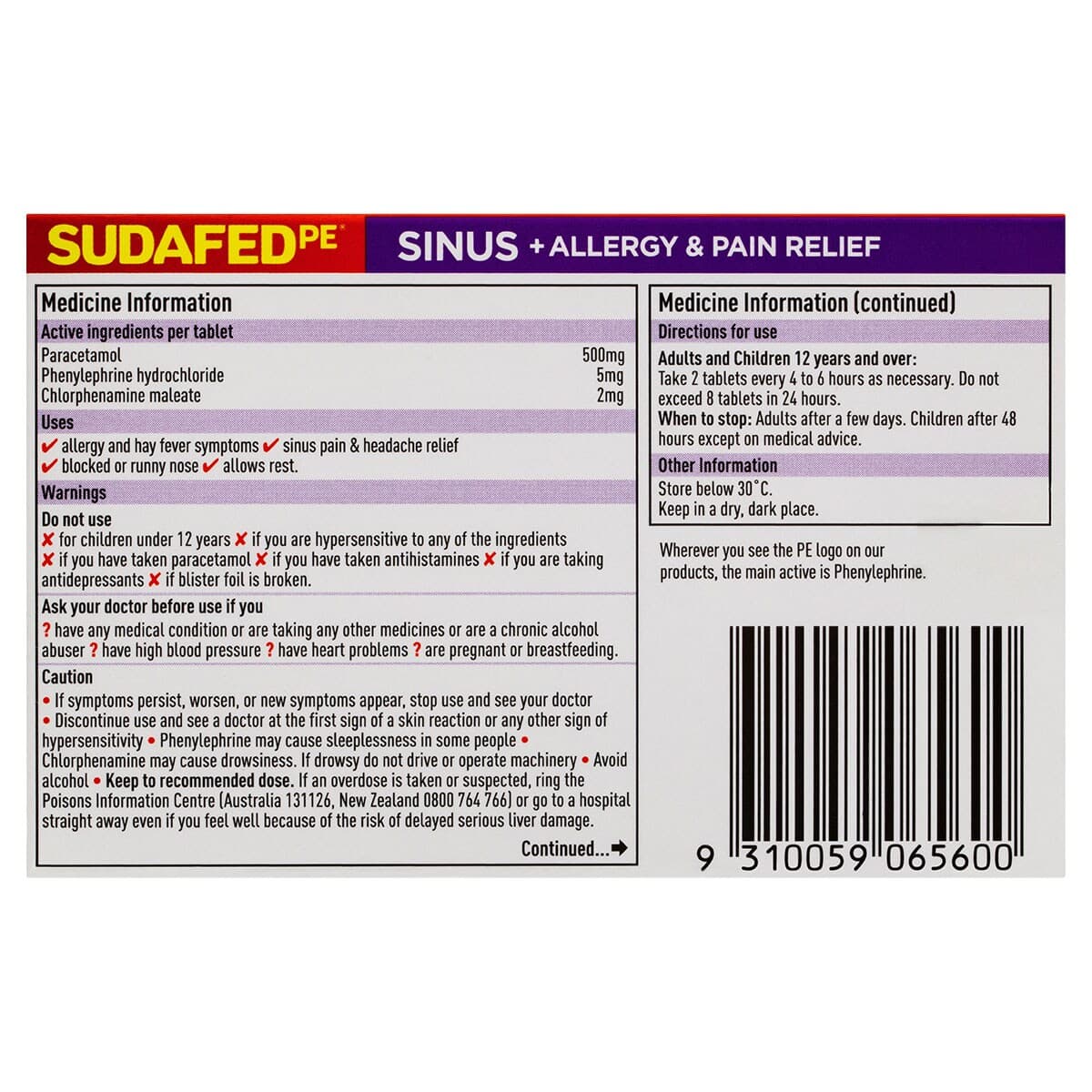 Thumbnail Sudafed PE Sinus + Allergy & Pain Relief 24 Tablets