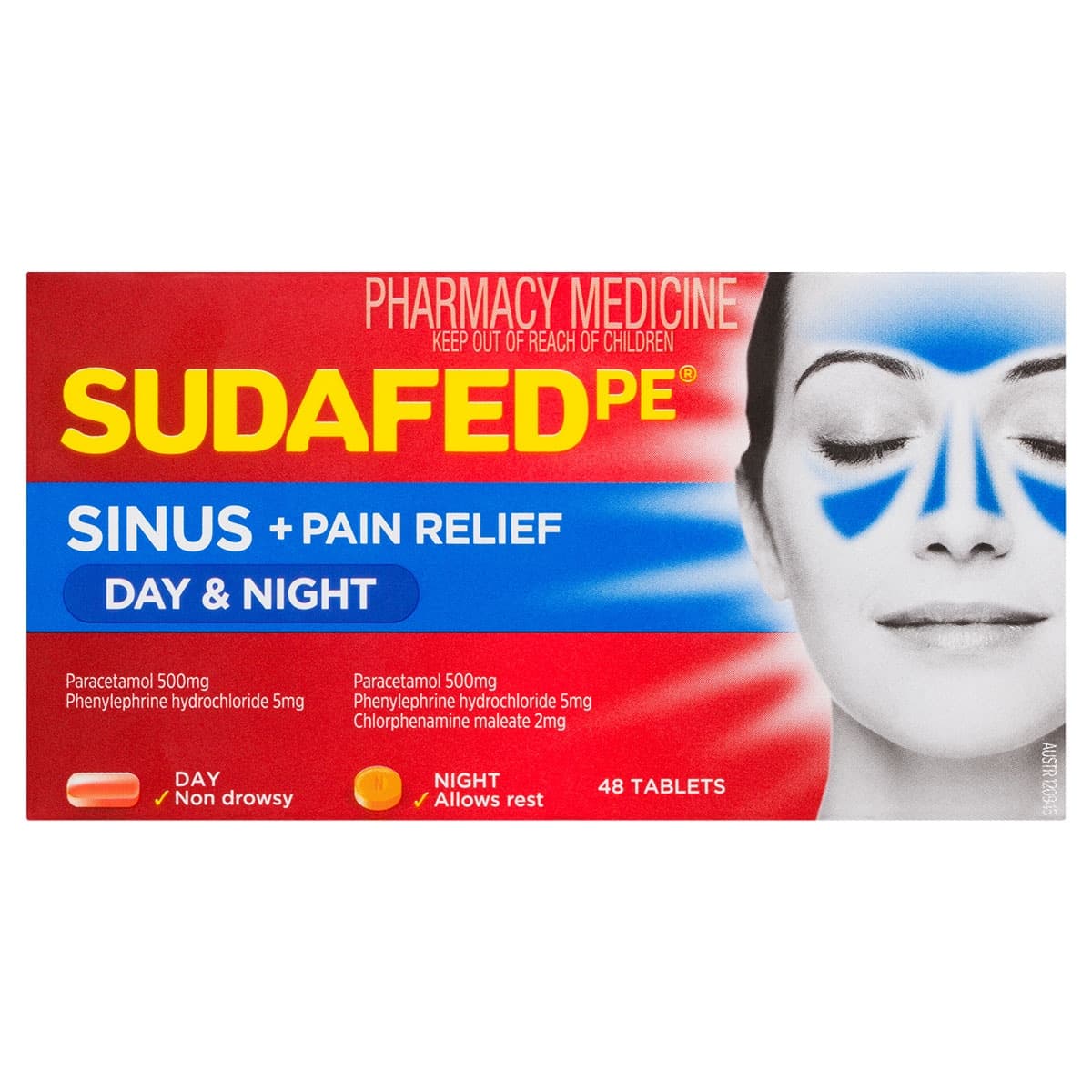 Sudafed PE Sinus + Pain Relief Day & Night 48 Tablets