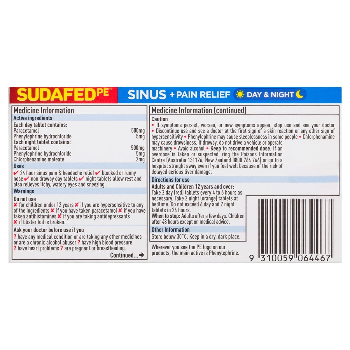 Thumbnail Sudafed PE Sinus + Pain Relief Day & Night 48 Tablets