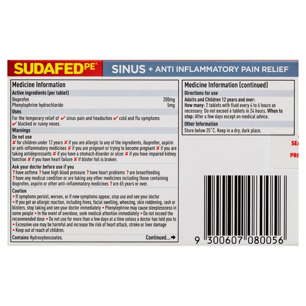 Thumbnail Sudafed PE Sinus + Anti-Inflammatory Pain Relief 24 Tablets