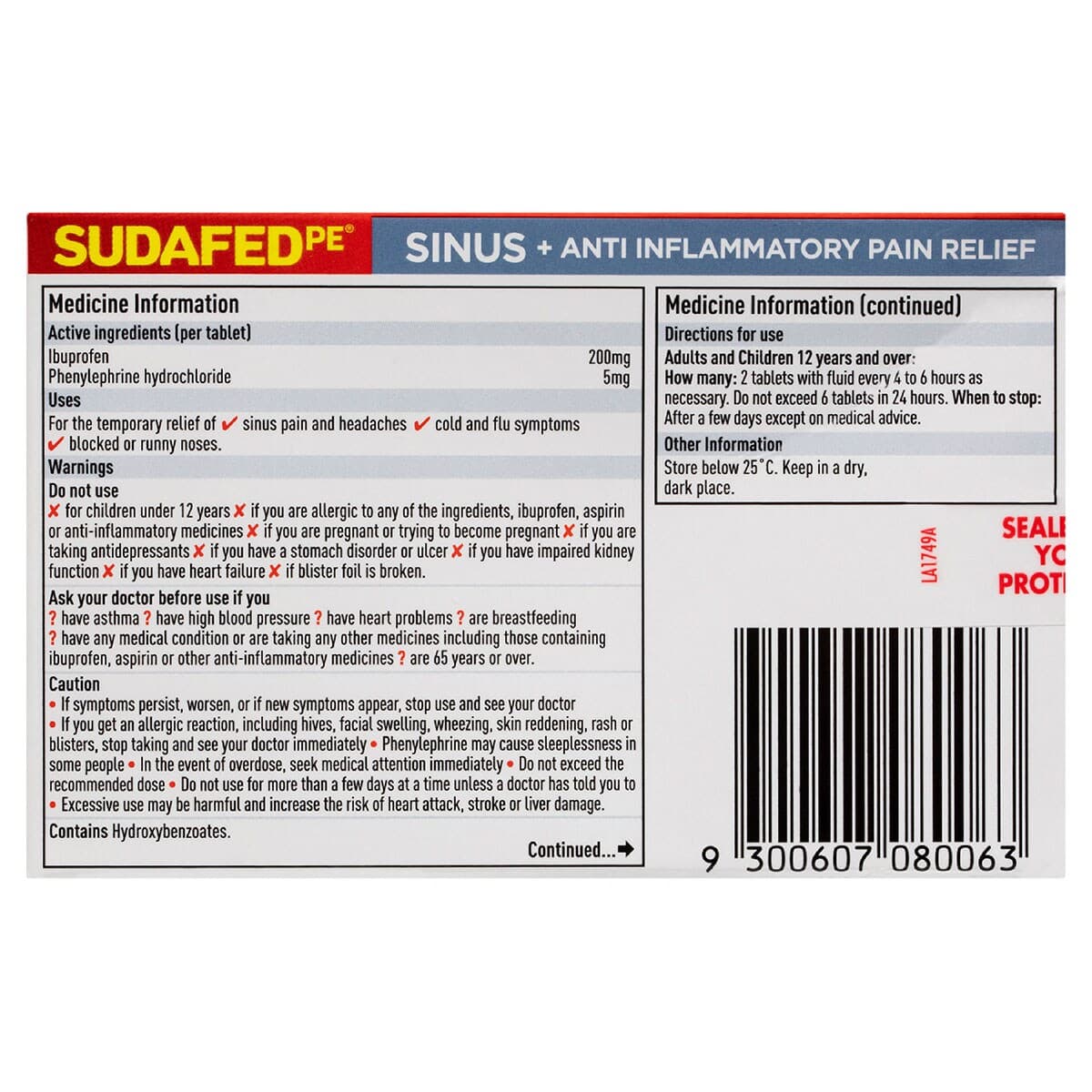 Thumbnail Sudafed PE Sinus + Anti-Inflammatory Pain Relief 48 Tablets