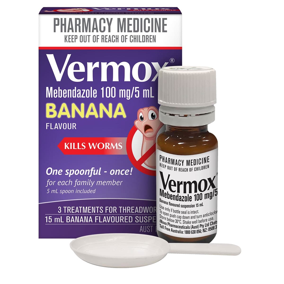 Thumbnail Vermox Worming Treatment Suspension Banana Flavour 15ml