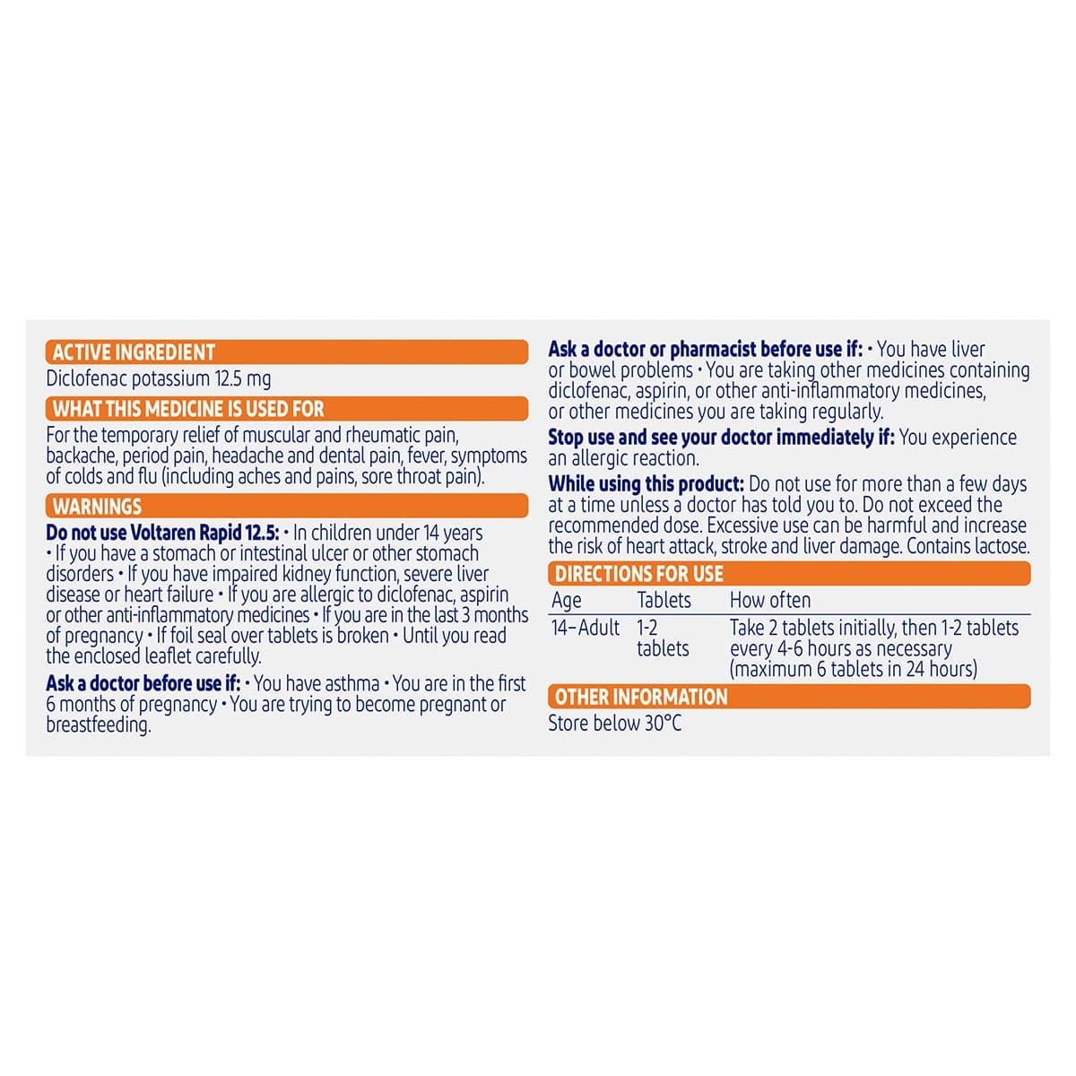 Thumbnail Voltaren Rapid 12.5mg Pain Relief 20 Tablets