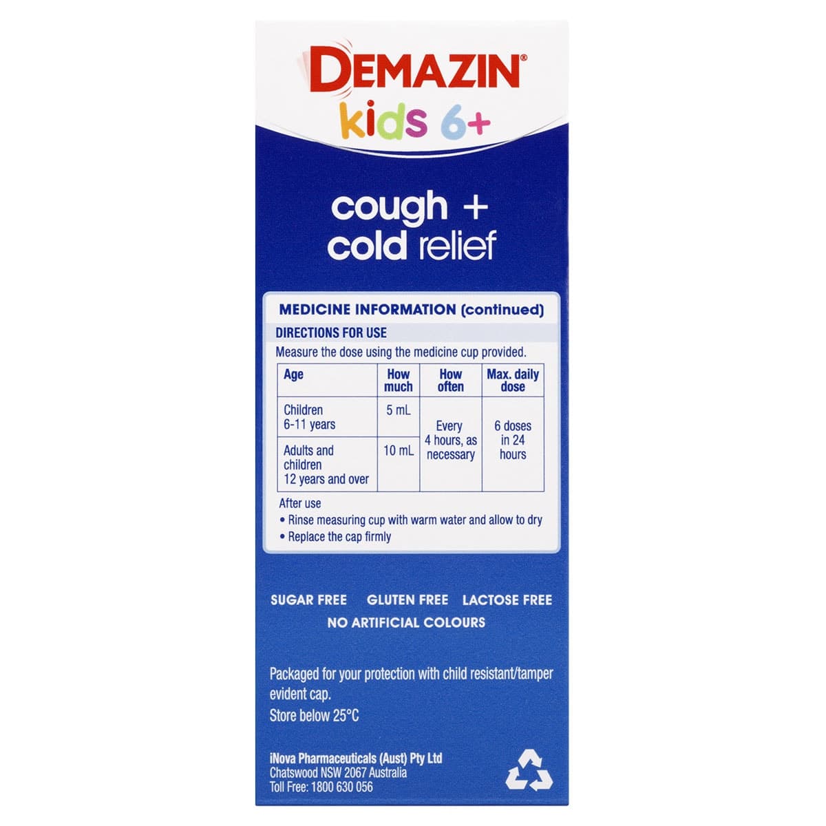 Thumbnail Demazin Kids 6+ Years Cough & Cold Relief Syrup Grape 200ml