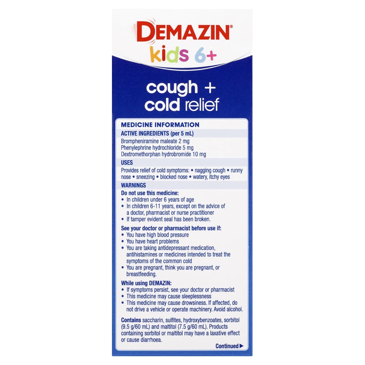 Thumbnail Demazin Kids 6+ Years Cough & Cold Relief Syrup Grape 200ml