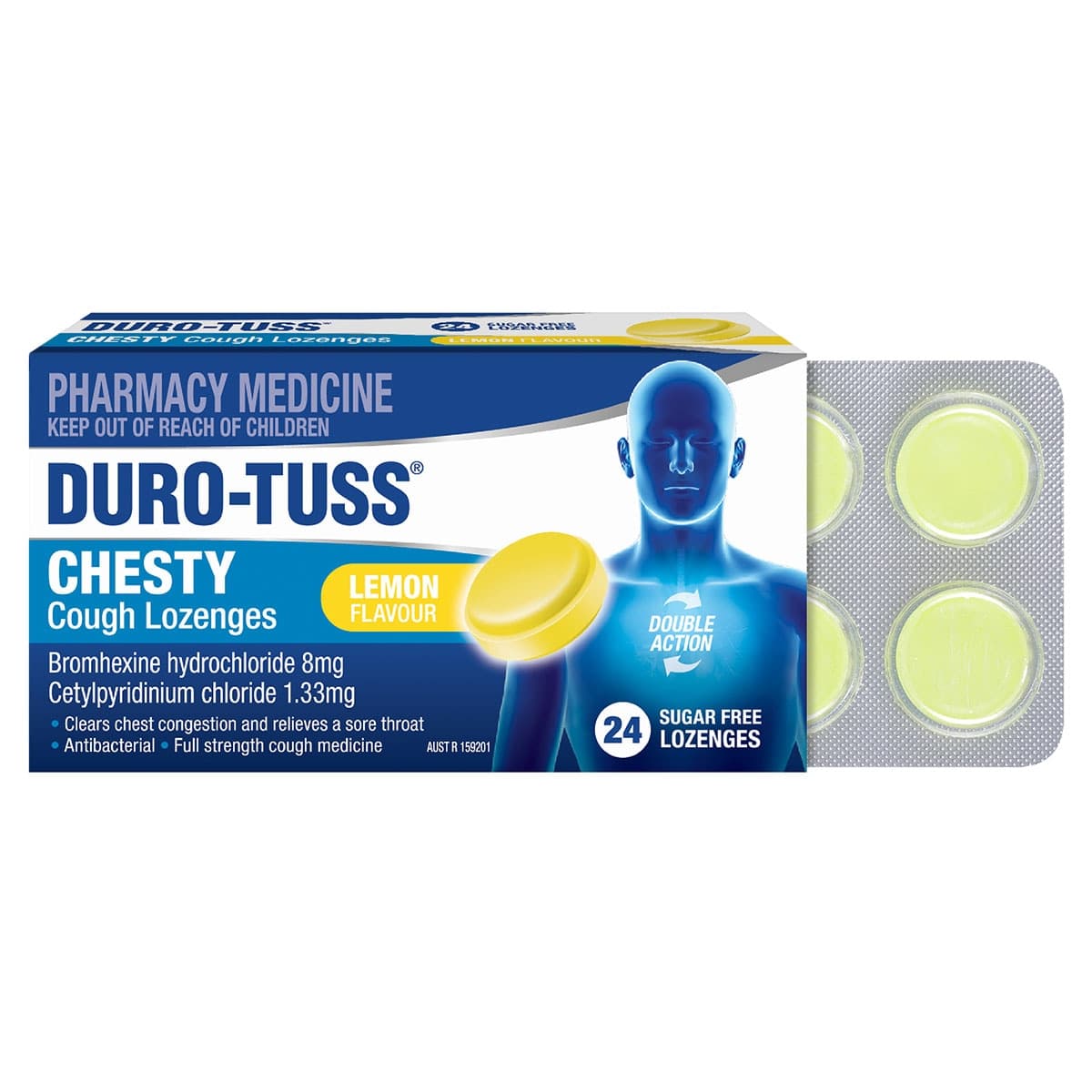 Thumbnail Durotuss Chesty Cough Lozenges Sugar Free Lemon 24 Pack