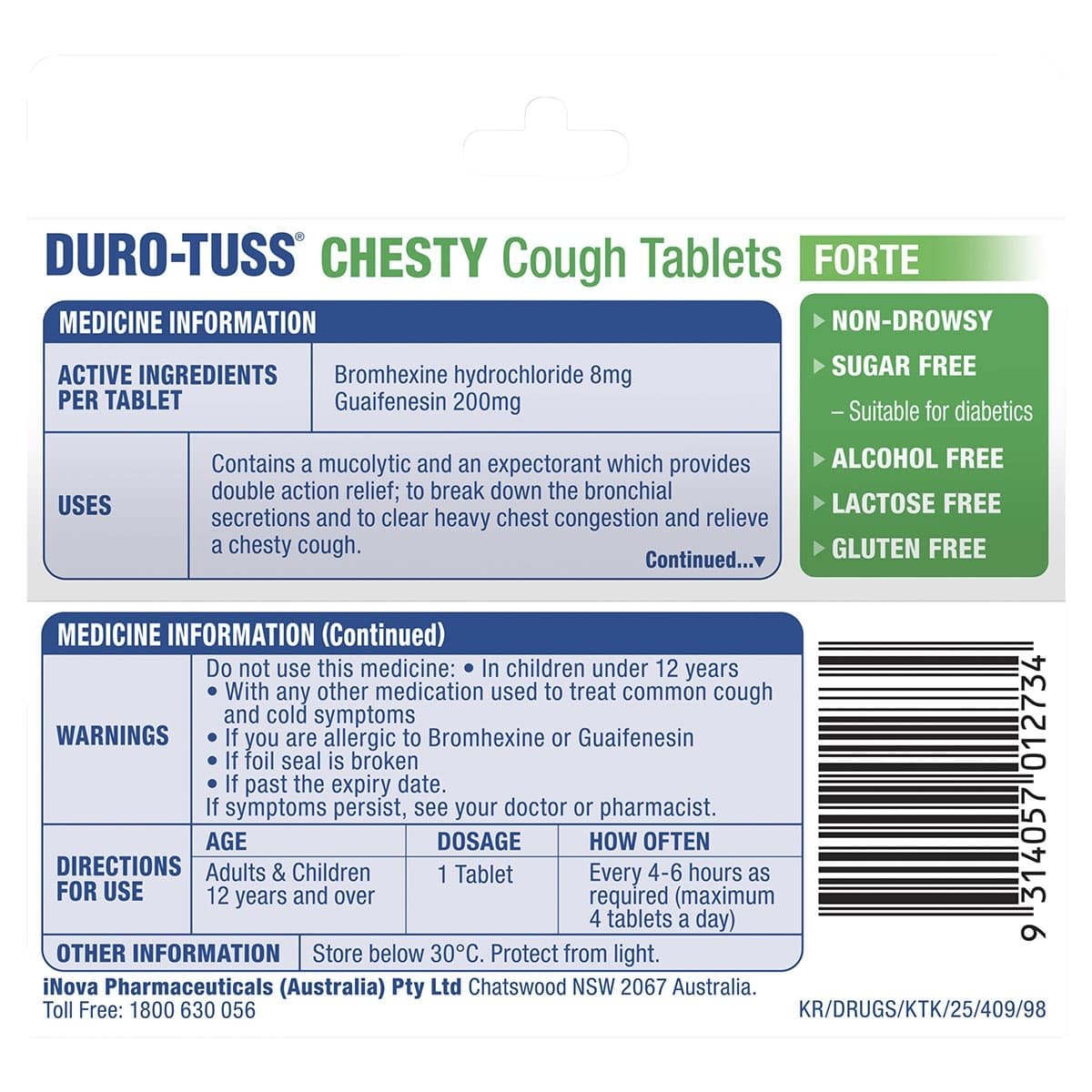 Thumbnail Durotuss Chesty Cough Forte 60 Tablets