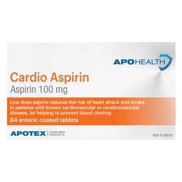 Apohealth Cardio Aspirin 100Mg 84 Enteric Coated Tablets