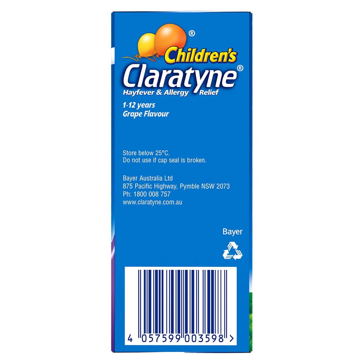 Thumbnail Claratyne Childrens Antihistamine Syrup Grape 60ml